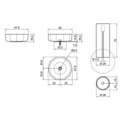 ANTONIO LUPI OPALE Раковина декагональная Ø500х160 мм., для установки на столешницу или пьедестал, с самотёчн донным клап, Cristalmood, цвет Petrolio