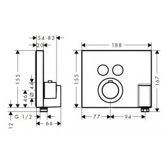 Axor ShowerSelect Термостат с 2 запорными клапанами, держателем FixFit, СМ, внешняя часть, цвет: хром