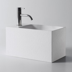 ANTONIO LUPI CALCO Раковина подвесная 450х250х250 мм., с 1 отверстием для смесит, с самотечным донным клапаном, Flumood в отделке texture, цвет белый