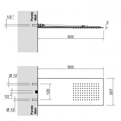 Antonio Lupi Lastra Настенная душевая лейка 20,7x50,3x0,2 см, цвет: нержавейка сатинированная