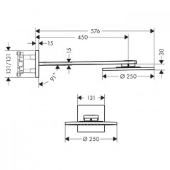 Axor ShowerSolution Верхний душ, 250мм, 2jet, с держателем 450мм, настенный монтаж, цвет: хром
