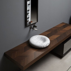 Antonio Lupi Gessati Раковина накладная, круглая, Ø45см, без отв под смес, без перелива, с д/клапаном (хром), мат-л: нат.камень, цвет: Marmo Carrara