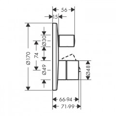 Axor Uno Встраиваемый термостат для ванны, 1 потреб, внешняя часть, цвет: хром