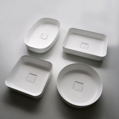 Antonio Lupi Bolo Раковина накладная 40х40см, без отв. под смес, без перелива, с д/клапаном (хром), мат-л: Flumood, цвет: белый