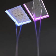 ANTONIO LUPI METEO Верхний душ 520x350x110 мм, встраиваемый в потолок, с каскадом, с подсветкой, пультом и трансформ, рама белая, лейка зеркальн сталь