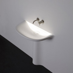 ANTONIO LUPI CALICE Раковина встраиваемая в стену 900х965х480 мм., с подсветкой, донным клапаном, сифоном, гибким шлангом и трансф, Corian, цвет белый