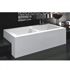 Antonio Lupi Biblio Ванна отдельностоящая (4 стороны) 180х90х53.5 см, с донным клапаном (хром), сифоном и гибким шлангом, мат-л: Corian, цвет: белый