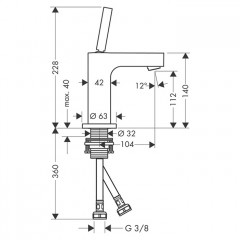 Axor Citterio Смеситель для раковины 110, на 1 отв., излив: 104мм, без донного клапана, цвет: хром