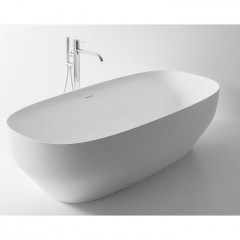 ANTONIO LUPI AGO Ванна отдельностоящая 1750х800х500 мм., с нажимным донным клапаном, сифоном и гибким шлангом, Cristalplant, цвет белый