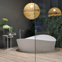 ANTONIO LUPI DUNE Ванна отдельностоящая 1720х1680х645 мм., с нажимным донным клапаном, сифоном и гибким шлангом, Cristalplant, цвет белый