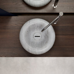 Antonio Lupi Gessati Раковина накладная, круглая, Ø45см, без отв под смес, без перелива, с д/клапаном (хром), мат-л: нат.камень, цвет: Marmo Carrara