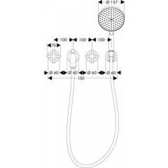 Axor Citterio, Смеситель для ванны, на 3 отверстия, с крестовыми рукоятками, внешняя часть, цвет: хром