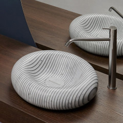 Antonio Lupi Gessati Раковина накладная, круглая, Ø45см, без отв под смес, без перелива, с д/клапаном (хром), мат-л: нат.камень, цвет: Marmo Carrara