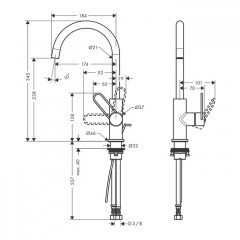 Axor Uno Смеситель для раковины 240, на 1 отв., излив 174мм, с донным клапаном, цвет: хром