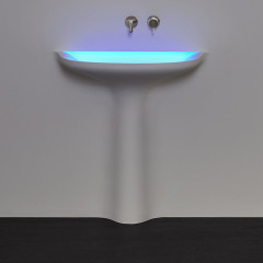 ANTONIO LUPI CALICE Раковина встраиваемая в стену 900х965х480 мм., с подсветкой, донным клапаном, сифоном, гибким шлангом и трансф, Corian, цвет белый