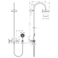 Axor Citterio Душевая стойка с термостатом, верхним душем и шлангом, цвет: хром