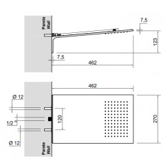 ANTONIO LUPI MEZZAVELA Верхний душ 270x462x123 мм., настенный, сатинированная нержавеющая сталь