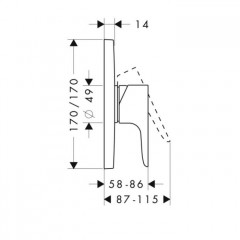 Axor Citterio M, Смеситель для душа, однорычажный, СМ, внешняя часть, Цвет: хром