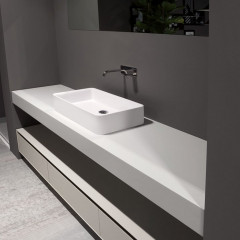 Antonio Lupi Servoretto Раковина накладная 63х38см, без отв под смес, без перелива, с д/клапаном (хром), мат-л: Flumood, цвет: белый