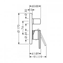 Axor Citterio Встраиваемый смеситель для ванны однорычажный, внешняя часть, цвет: хром