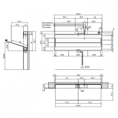 ANTONIO LUPI BATTIGIA Раковина встраиваемая в стену 1440х515х607мм, с подсветкой, смеситель, донный клапан, сифон, Corian, стекло прозрачн, цвет белый