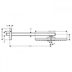Hansgrohe Raindance Верхний душ, 300х300мм, 1 jet, с настенным держателем 390мм, цвет: белый матовый