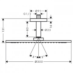 Axor ShowerSolutions Верхний душ, 350мм, 1jet, с держателем 100мм, потолочный монтаж, цвет: хром