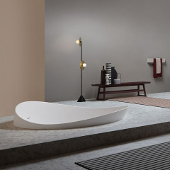 ANTONIO LUPI DUNE Ванна полувстраиваемая 1720х1680х645 мм., с нажимным донным клапаном, сифоном и гибким шлангом, Cristalplant, цвет белый