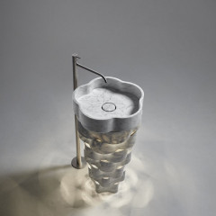 ANTONIO LUPI INTRECCIO Раковина напольная Ø475x850 мм., с подсветкой, слив в пол, с самотёчным донным клапаном, сифоном, гибким шлангом, Marmo Carrara