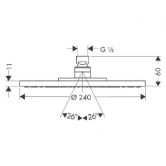 Axor Starck Верхний душ 24см., потолочный, 1 jet, цвет: хром