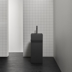 Antonio Lupi Fusto Раковина напольная 45х35х85 см, без отв, без перелива, с д/клапаном (хром), сифоном, слив в пол, мат-л:  Flumood, цвет: черный