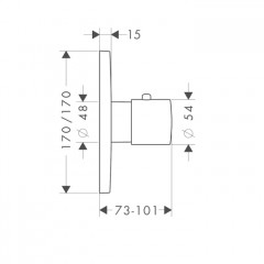 Axor Citterio M Встраиваемый термостат для душа, 1 потреб, внешняя часть, цвет: хром