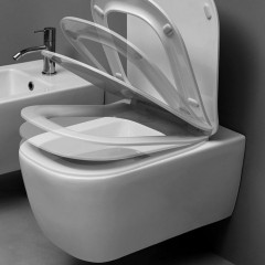 ANTONIO LUPI KOMODO Унитаз подвесной безободковый 540х360х260 мм., в комплекте с крышкой-сиденьем FLAT с системой "soft-close", цвет белый глянцевый