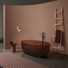 ANTONIO LUPI REFLEX Ванна отдельностоящая 1670х860х530 мм., с нажимным донным клапаном (хром), сифоном и гибким шлангом, Cristalmood, цвет Ginger