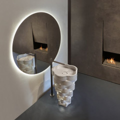 ANTONIO LUPI INTRECCIO Раковина напольная Ø475x850 мм., с подсветкой, слив в пол, с самотёчным донным клапаном, сифоном, гибким шлангом, Marmo Carrara