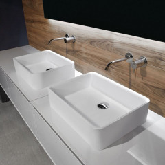 Antonio Lupi Servoretto Раковина накладная 63х38см, без отв под смес, без перелива, с д/клапаном (хром), мат-л: Flumood, цвет: белый