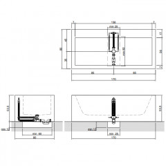 Antonio Lupi Biblio Ванна отдельностоящая (4 стороны) 170х80х53.5 см, с донным клапаном (хром), сифоном и гибким шлангом,  мат-л: Corian, цвет: белый