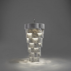 ANTONIO LUPI INTRECCIO Раковина напольная Ø475x850 мм., с подсветкой, слив в пол, с самотёчным донным клапаном, сифоном, гибким шлангом, Marmo Carrara