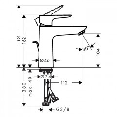 Hansgrohe Talis E Смеситель для раковины, на 1 отв, с донным клапаном, излив: 11.2см, цвет: шлифованная бронза