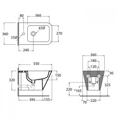 AZZURRA BUILD Биде подвесное 55х36х32 см. с 1 отв. под смеситель , цвет белый