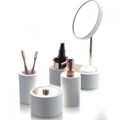 Bertocci Easy Контейнер с крышкой из композита, отделка"медовые соты", цвет: белый матовый/розовое золото