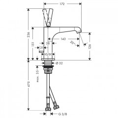 Axor Citterio E Смеситель для раковины, на 1 отв., с донным клапаном, цвет: Шлифованное бронза