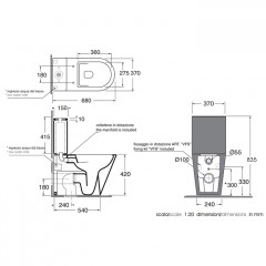 AZZURRA FORMA Унитаз моноблок безободковый 68х37х83,5см, цвет белый