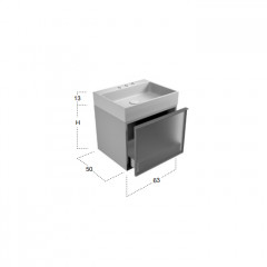 ANTONIO LUPI GESTO Тумба под раковину 630х500х500 мм., 1 ящик SLIM H18, отделка боковин Noce canaletto, рама Bronzo, фасад зеркальный Bronzo