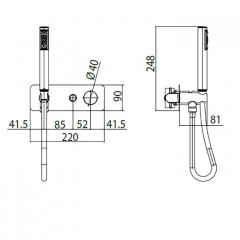 Bossini Oki Комплект:Смеситель для душа с девиатором на 2 выхода , ручной душ ZEN и шланг, соединение на 1/2 , цвет: хром