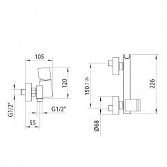 Bossini Cube Смеситель наружный для душа с выходом на 1/2, цвет: никель шлифованньій