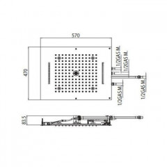 BOSSINI DREAM/4 Верхний душ 570 x 470 mm, 4 режима (дождь, каскад, водопад, моноструя), с 4 LED (белый), блок питания/управления, цвет: хром