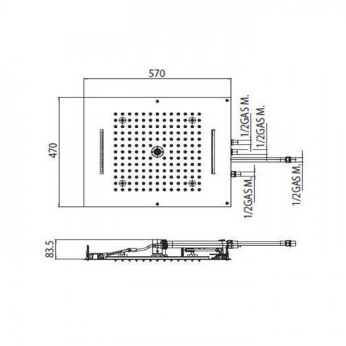 BOSSINI DREAM/4 Верхний душ 570 x 470 mm, 4 режима (дождь, каскад, водопад, моноструя), с 4 LED (белый), блок питания/управления, цвет: хром