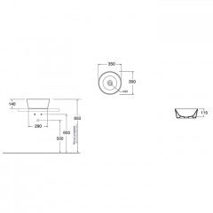 AZZURRA FORMA Раковина чаша 35х35х14 см, без отв под смеситель, цвет белый