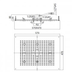 BOSSINI Dream Верхний душ 570 x 470 mm, с 8 LED (белый), 2 режима (дождь, распыление), цвет: хром